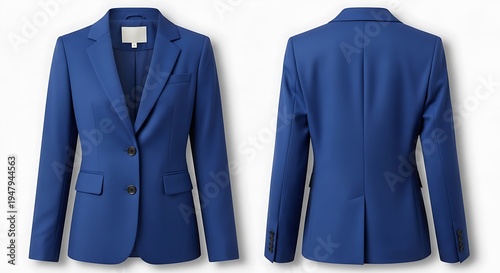 Mockup of a cobalt blue color two button formal blazer for woman