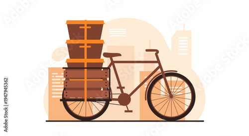 Cargo Bicycle Delivering Packages in City