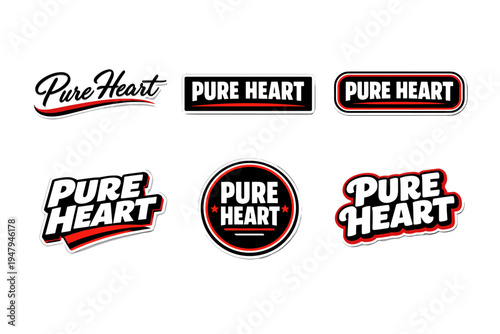 Pure heart modern typography sticker design
