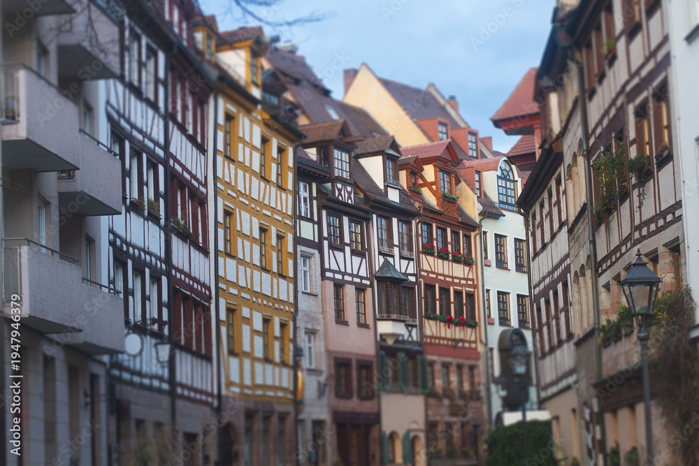 Fototapeta premium Traditional timber-framed houses on Weissgerbergasse in Nuremberg
