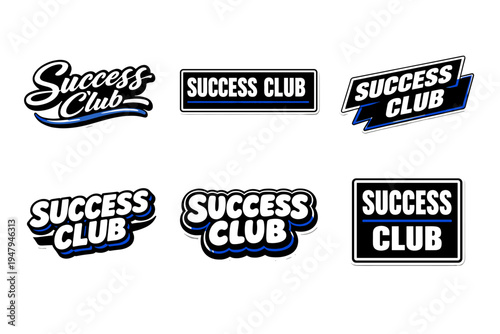Success club modern typography sticker design