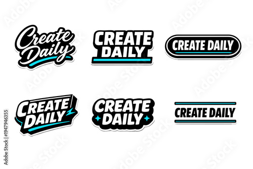 Create daily bold motivational typography sticker