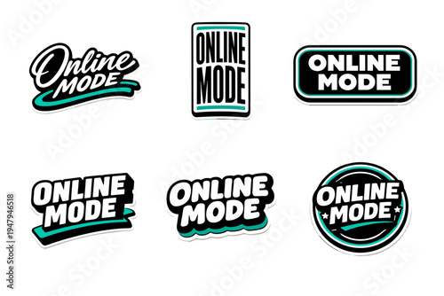 Online mode bold typography sticker design