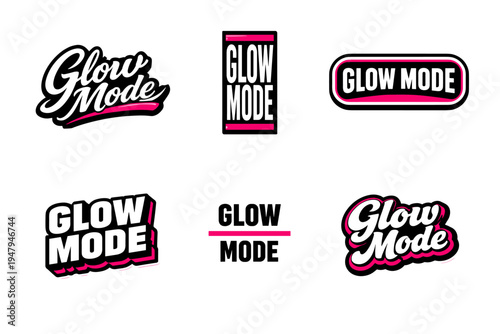 Glow mode energetic typography sticker design