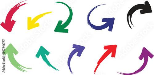 A collection of colorful arrows pointing in different directions