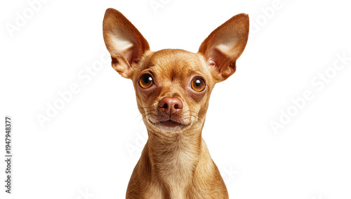 Obraz na plátně Isolated charming tan chihuahua dog with bright big eyes and prominent ears head