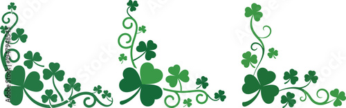 Elegant shamrock and vine decorative border design in green and teal hues