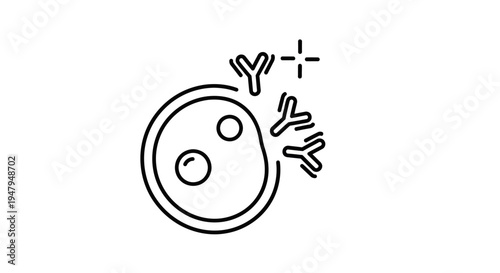 Antibody Binding to Cell Surface Receptor, Immune Response Icon