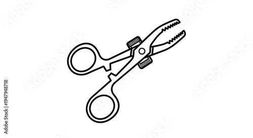 Automotive Hose Clamp Pliers Tool - Line Art Illustration