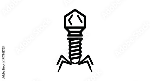 Bacteriophage Virus Icon, Outline of a Bacteriophage