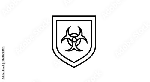 Biohazard Shield Icon, Biological Hazard Symbol, Danger Sign, Protection Against Disease