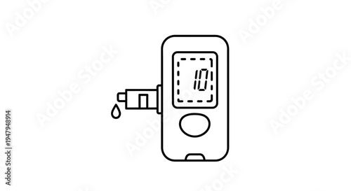 Blood Glucose Meter Icon: Diabetes Test, Healthcare Monitoring, Medical Device