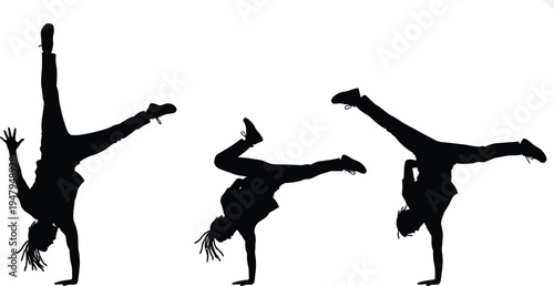 Hip Hop Breakdance Freeze Pose Silhouettes