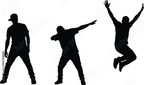 Hip Hop Dancers Silhouette Vector Set