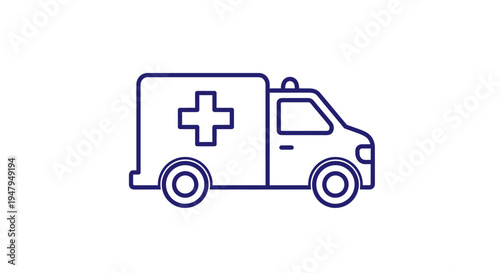 Emergency ambulance vector icon, medical transport line art, healthcare vehicle outline symbol for urgent care and first aid
