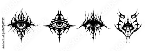 Eye tattoo tribal mystic illustration vector streetwear element demon, ghost eyes, game. Vector illustration