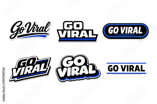 Go viral bold call to action design. energetic typography sticker set.