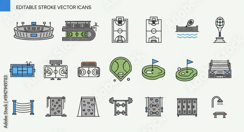 Collection of Sports and Recreation Icons in Vector Format.