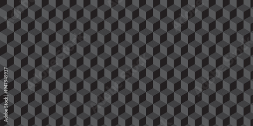 Black cube seamless creative cubes decoration triangle wall and wallpaper textile vector square tile, mosaic endless repeat hexagon block texture background.