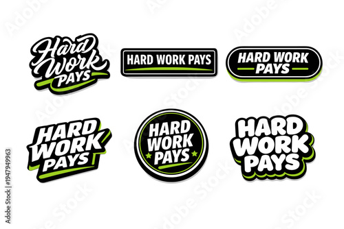 Hard work pays motivational slogan. inspirational typography sticker design.