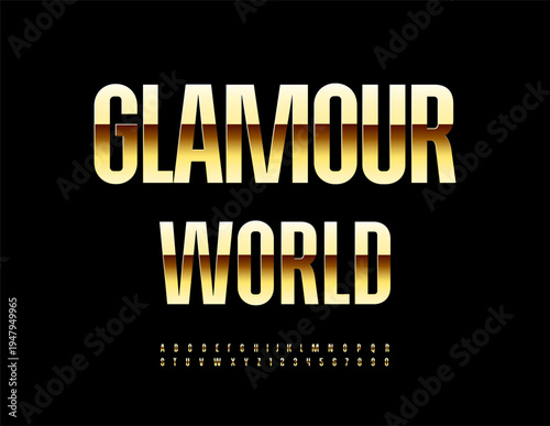 Vector Elite icon Lavish Brands. Premium Golden Font. Classy Alphabet Letters and Numbers set.