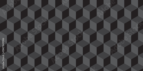 Black cube seamless creative cubes decoration triangle wall and wallpaper textile vector square tile, mosaic endless repeat hexagon block texture background.