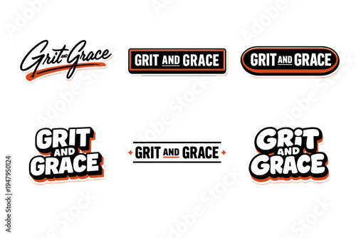 Grit and grace emphasize determination and elegance. inspirational typography sticker design