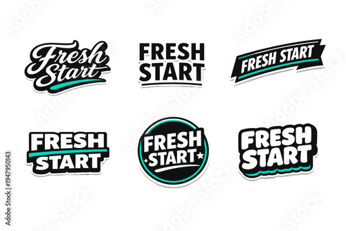 Fresh start encouraging phrase for new beginnings. motivational typography sticker design.