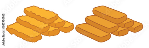Golden french fries sticks pile food illustration isolated on transparent