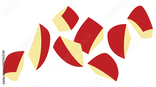 Apple slices with peel illustration abstract on transparent background