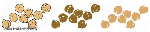 Chickpeas legumes scattered brown and beige isolated on transparent background