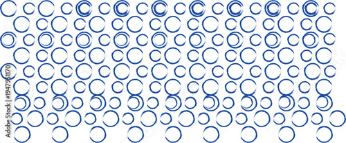 A grid of small blue circles on a white background