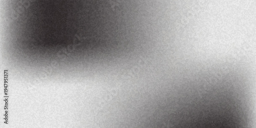 Abstract black background with grainy texture (noise) and black and white gradient creates a calm, gloomy or noir, serious, and minimalist atmosphere.