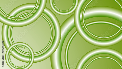 Abstract Green Rings 3D Background with Gradient