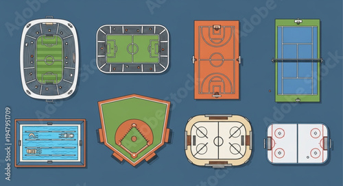 Aerial Views of Various Sports Fields and Courts.