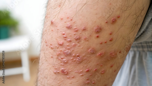 Close up of human skin showing symptoms of hidradenitis suppurativa