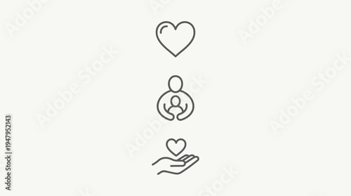 Icons representing love care and charity Vector