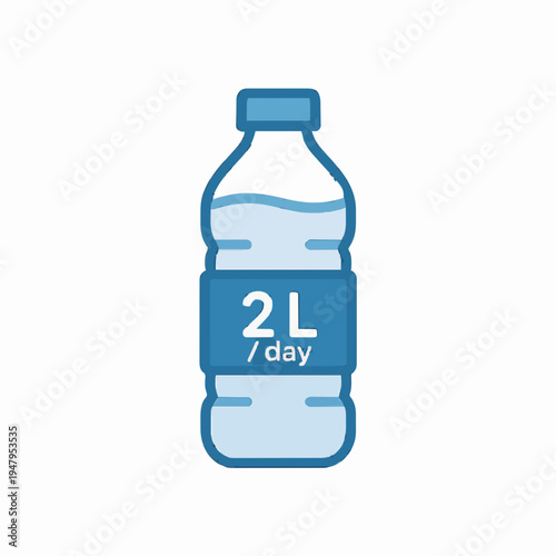 Blue Water Bottle Icon for Daily Two Liters Hydration Goal