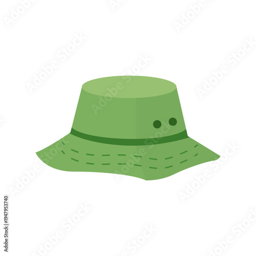 Green Bucket Hat Cartoon Icon