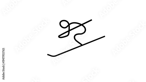 skier from the line, black isolated silhouette