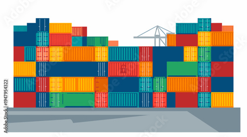 Container Ship with Import Export Logistics Tariffs Concept