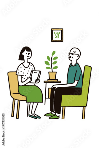 Healthcare professional explaining heart model to senior patient in clinic