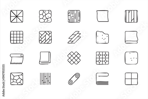 Home Renovation Surface Materials Minimal Outline Icon Pack