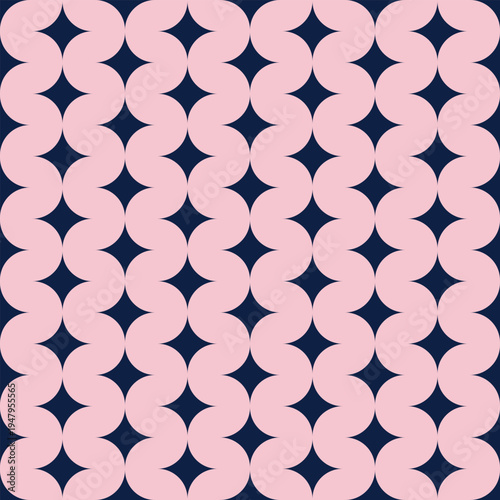 Vector seamless blue and pink pattern with blue stars