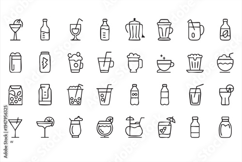 Hospitality Drink Menu Icons for Restaurants and Cafes