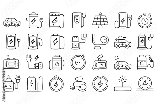 Smart Electric Mobility and Charging Infrastructure Icon Pack