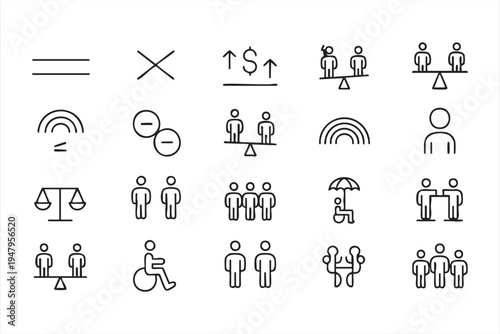 Social Equality and Inclusive Leadership Vector Icons