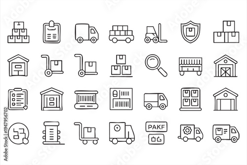 Freight Distribution and Inventory Management Vector Icons