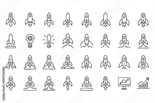 Technology Growth and Project Launch Symbol Icon Pack