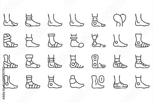 Orthopedic Care and Mobility Recovery Minimal Outline Icon Pack